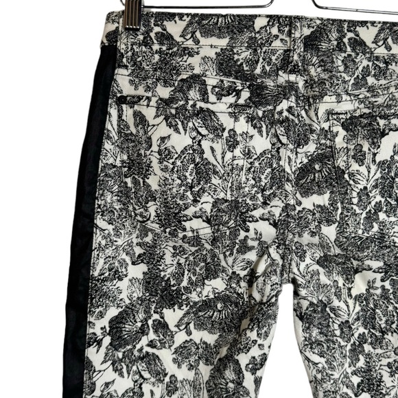 7 For All Mankind  Floral Print Side Stripes Black White Printed Jeans Denim 29 - Picture 10 of 16